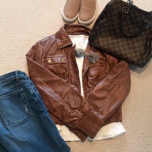 Bebe leatherette bomber jacket